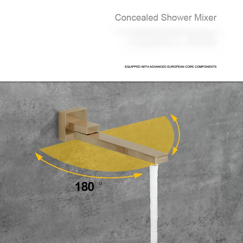 Système Douche LED Encastré – Pluie & Cascade, Bec Baignoire Pivotant, Mitigeur Eau Chaude & Froide | Salle de Bain Design