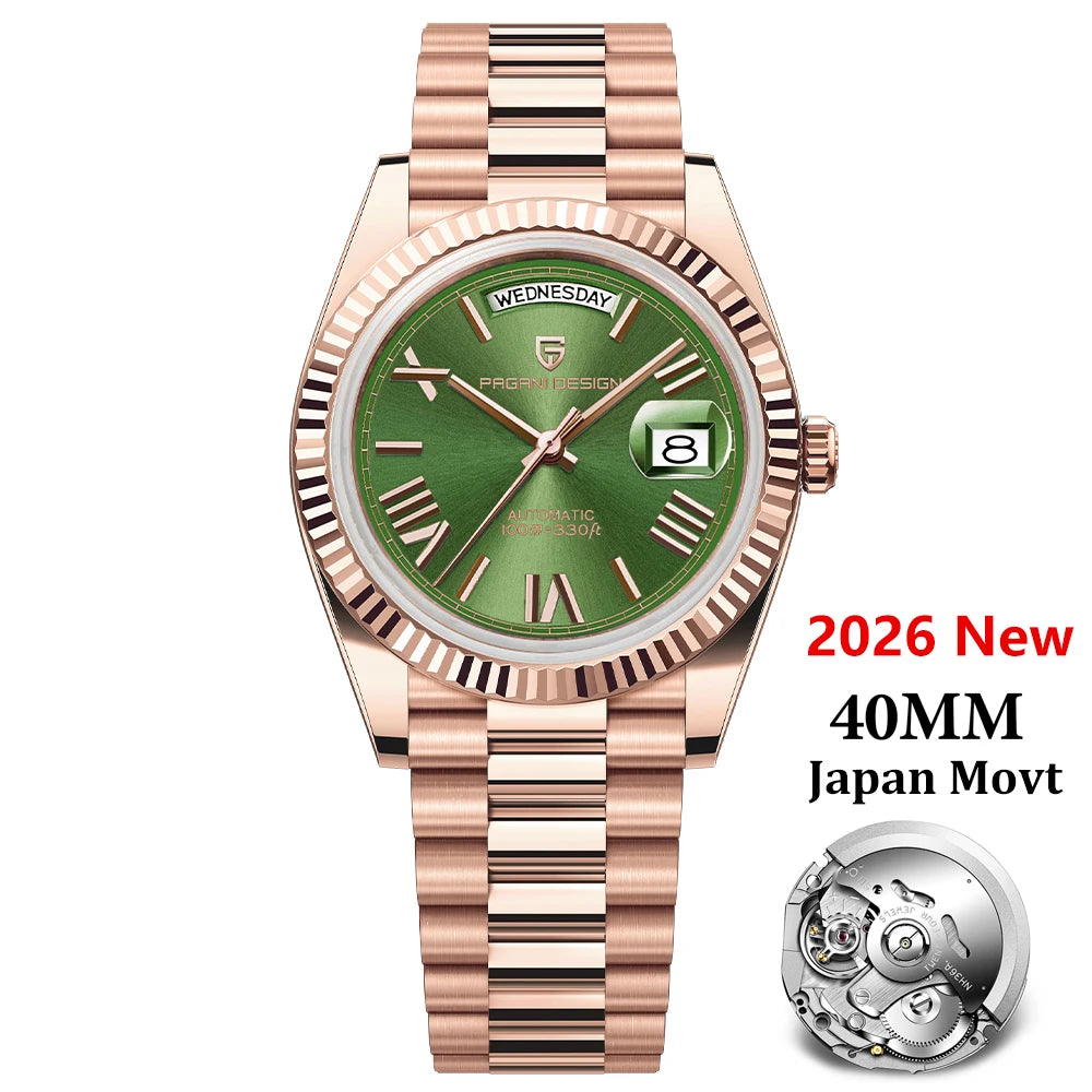 PAGANI DESIGN DD40 2026 Montre Automatique Homme – Verre Saphir AR, Mécanique, Acier Inoxydable | Montre Luxe Homme