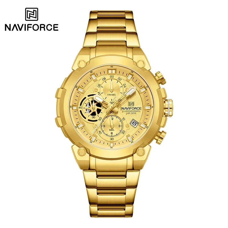 Montre Homme NAVIFORCE Chronographe Sport Militaire Calendrier Quartz – Étanche Fashion