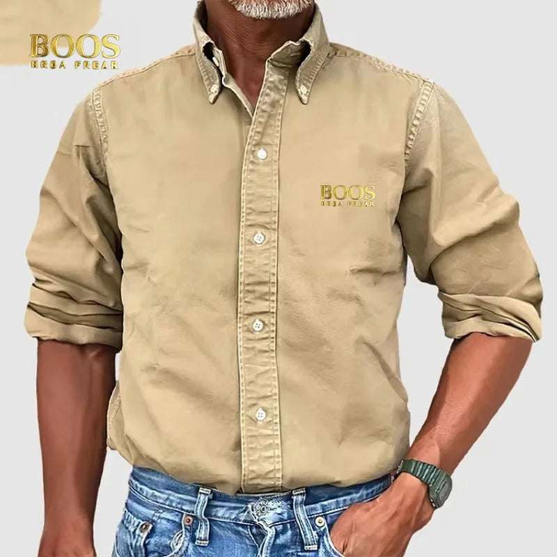 Chemise Homme Couleur Unie Col Boutonné 4 Saisons – Casual Business Urbain Polyvalent Raffiné | Mode Homme