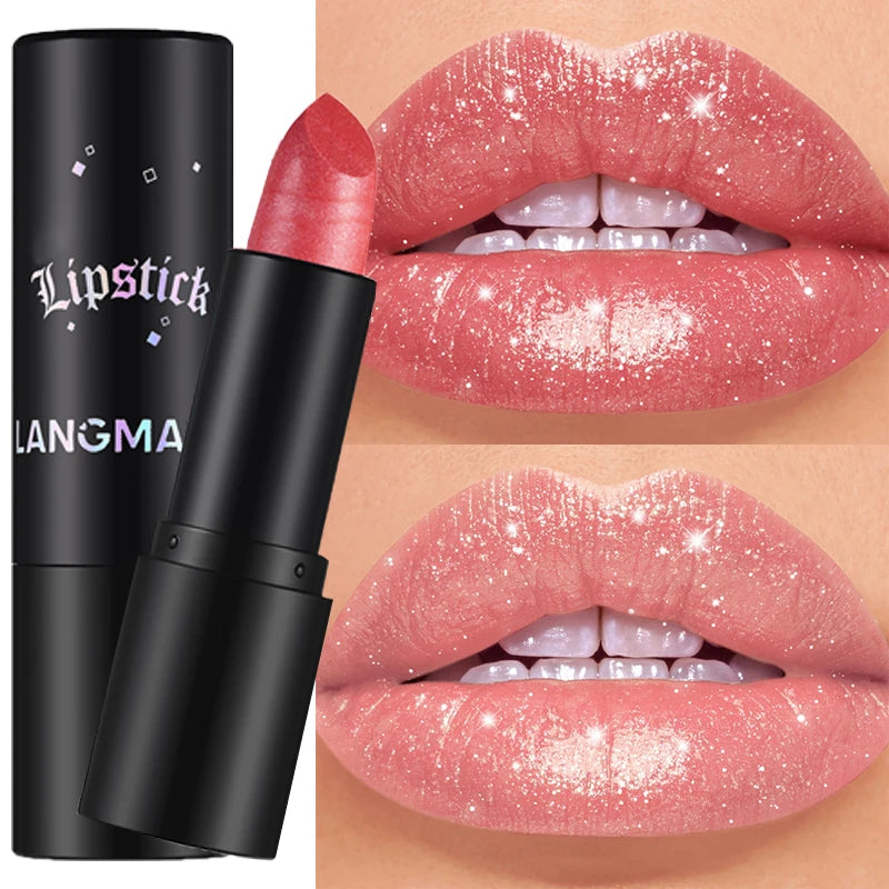 Rouge à Lèvres Métallique Nacré 7 Couleurs – Waterproof Longue Tenue | Diamant Brillant