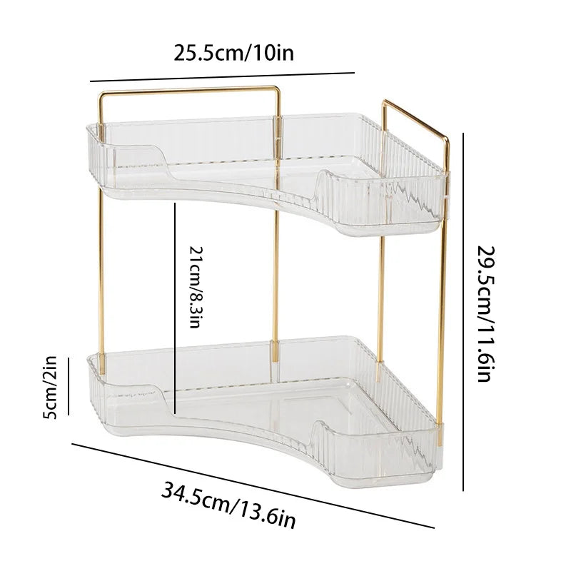 Étagère d’Angle Organisateur Salle de Bain – Rangement Maquillage, Skincare & Cuisine | Support Cosmétiques Bureau