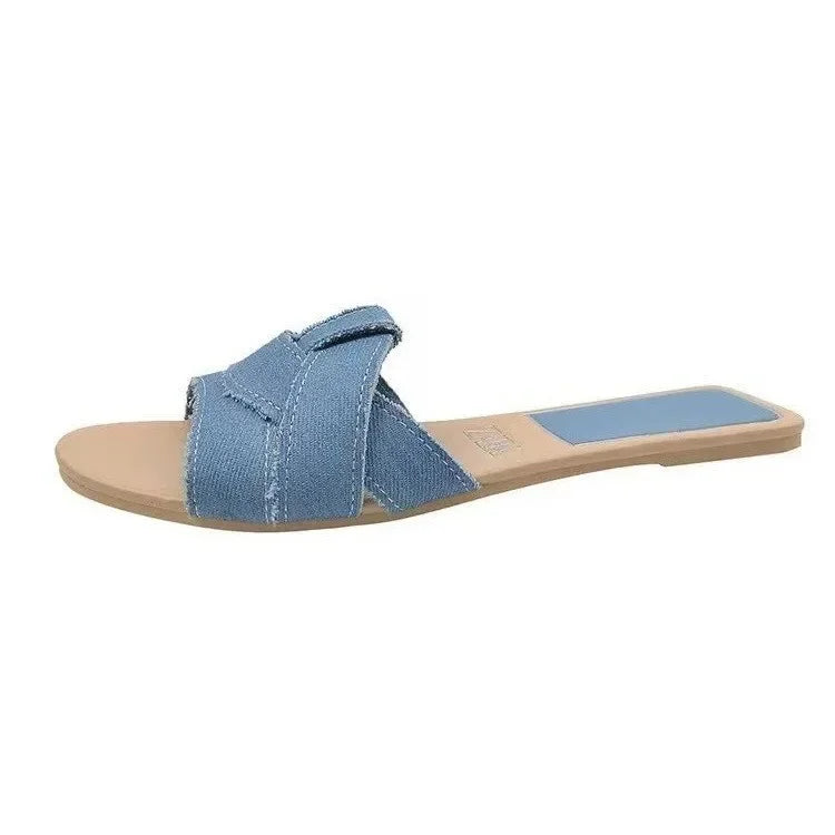 Mules Designer Couleur Unie Femme Été – Slippers Fashion Confortables Zapatos De Mujer