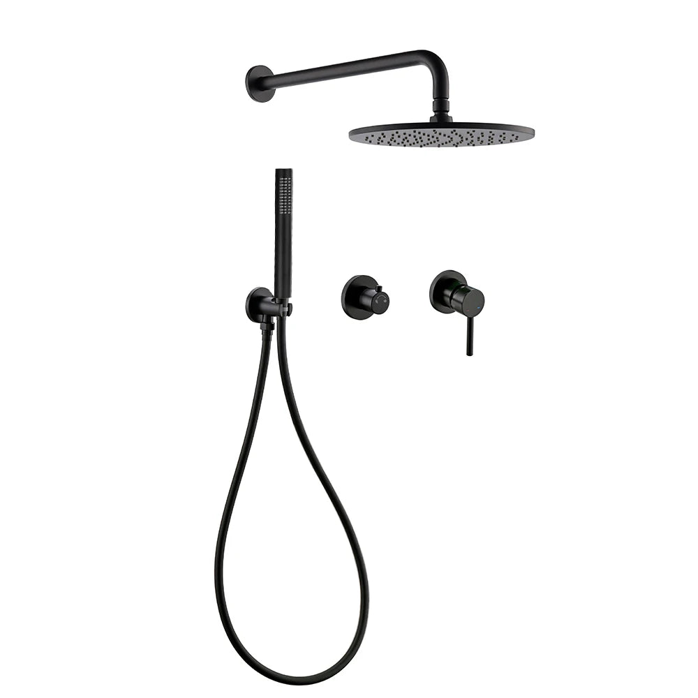 Bagnolux Ensemble Douche Pluie Mural Or Brossé – Valve de Contrôle, Pommeau Pluie, Douchette & Flexible | Salle de Bain Luxe