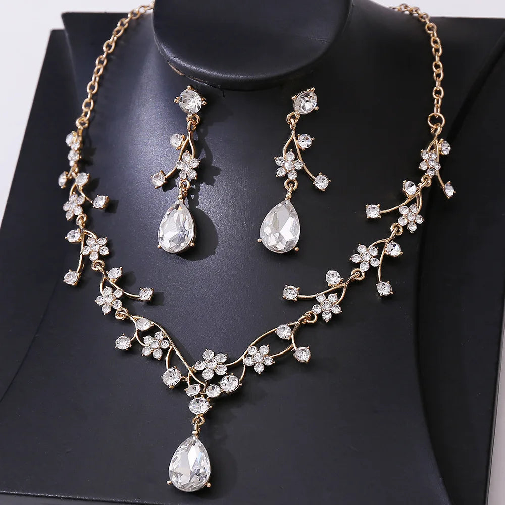 DIEZI Parure Couronne Baroque Mariage Cristal Opale – Tiare Collier Boucles Princesse