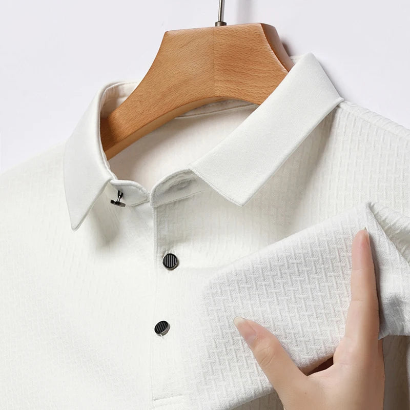 Polo Homme Manches Longues Ajourné Respirant Business Fashion Golf Élégant Grande Taille 4XL Intemporel Confortable – Polo Ajourné Premium Manches Longues Golf | Mode Homme Business Golf Premium