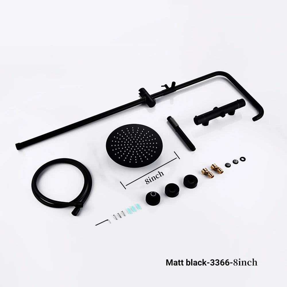 Ensemble Douche Thermostatique Mural Rose Gold – Laiton, Pommeau Pluie & Mitigeur | Système Douche Luxe Salle de Bain