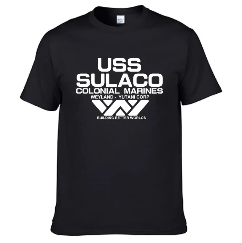 T-Shirt Homme Alien USCSS Nostromo USS Sulaco Marines Coloniaux Manches Courtes Coton Col Rond – Fan Art Sci-Fi Culte | Mode Homme Streetwear