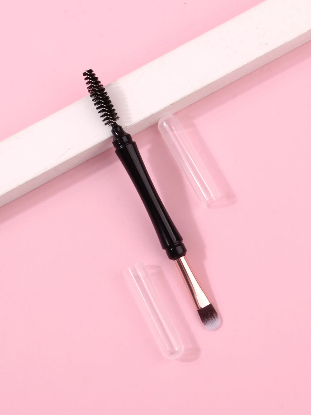 Mini Pinceau Double Embout Fards & Eyeliner – Couvercle Anti-Poussière | Microbrush Cils & Sourcils Portable