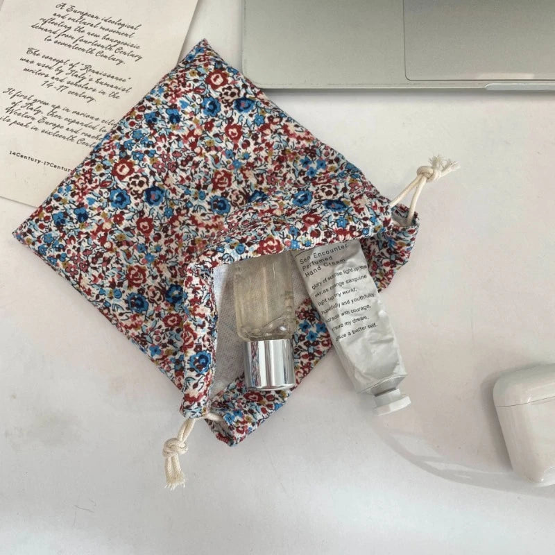 Trousse Maquillage Kawaii Florale - Pochette Cosmétiques & Voyage Cordon