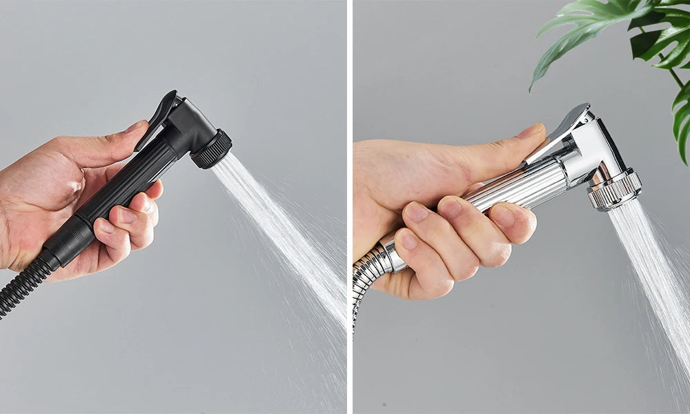 Rozin Ensemble Douche Pluie Mural Noir – Avec Bidet, Étagère & Bec Baignoire | Système Complet Laiton
