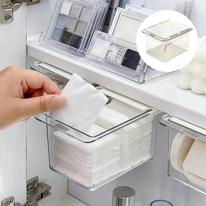 Boîte Rangement Cotons-Tiges Tiroir Transparent – Distributeur Salle de Bain | Sous Miroir