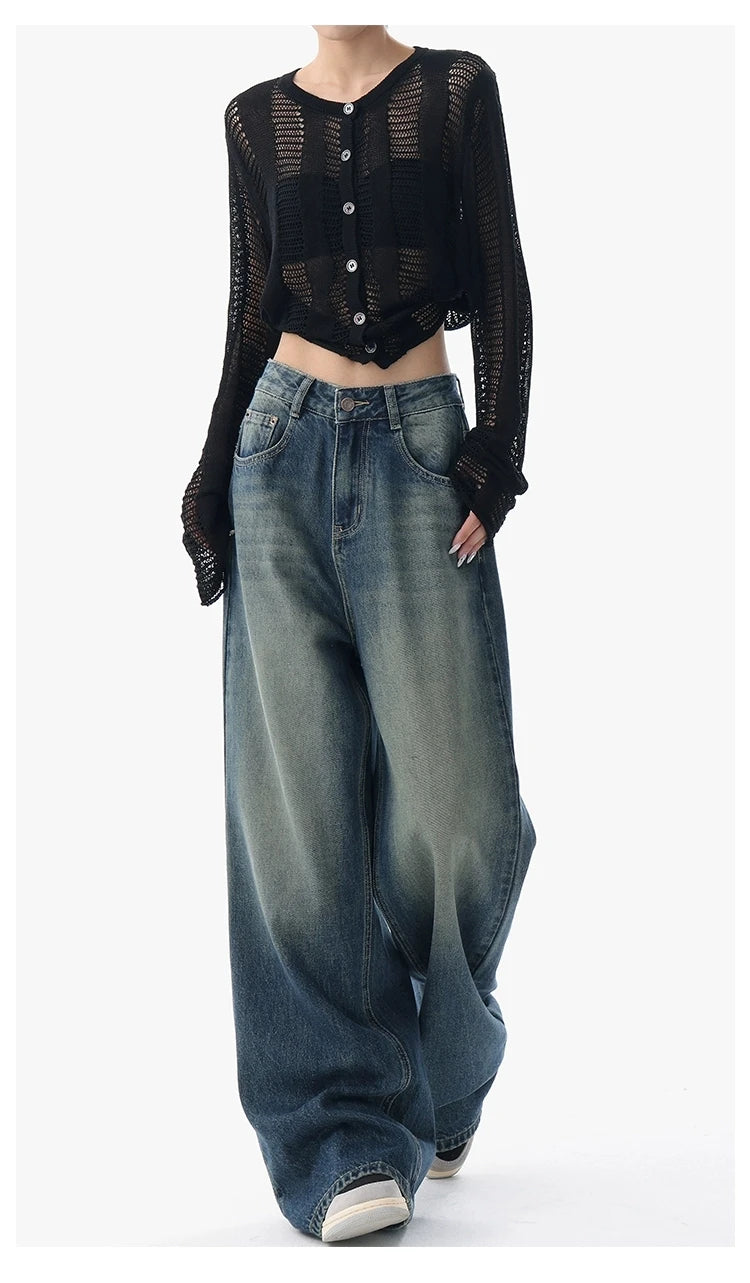 Jean Baggy Femme Taille Haute Boutons Vintage Style Américain Slim Casual Automne – Duomofu | Jean Chic Décontracté Mode