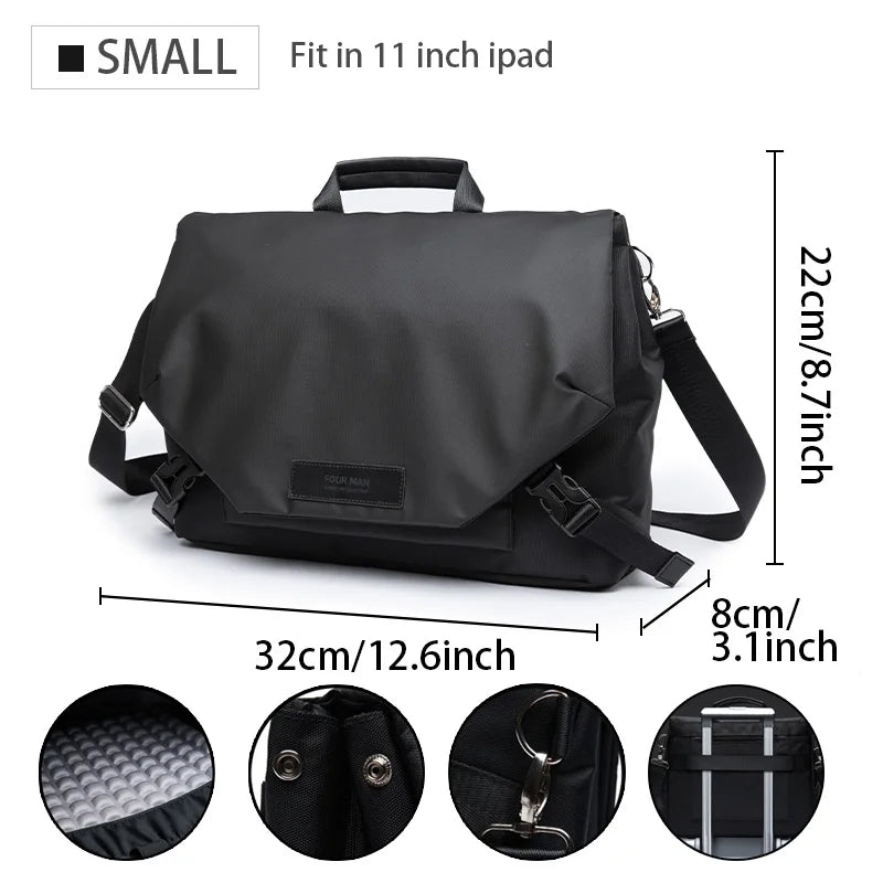 Sac Messenger Homme Laptop Imperméable – Sacoche Business Crossbody Grande Capacité Vélo École