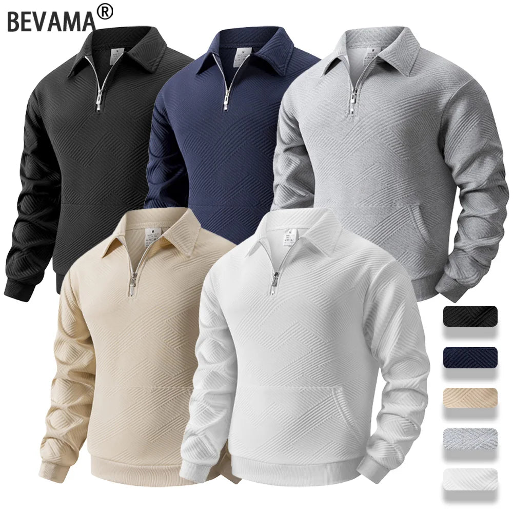 Sweat Homme Quarter Zip Col Polo Roulé Couleur Unie Pullover Manches Longues Casual Outdoor Quotidien Automne Confortable Élégant – Sweatshirt Zippé Premium | Mode Homme Automne Premium