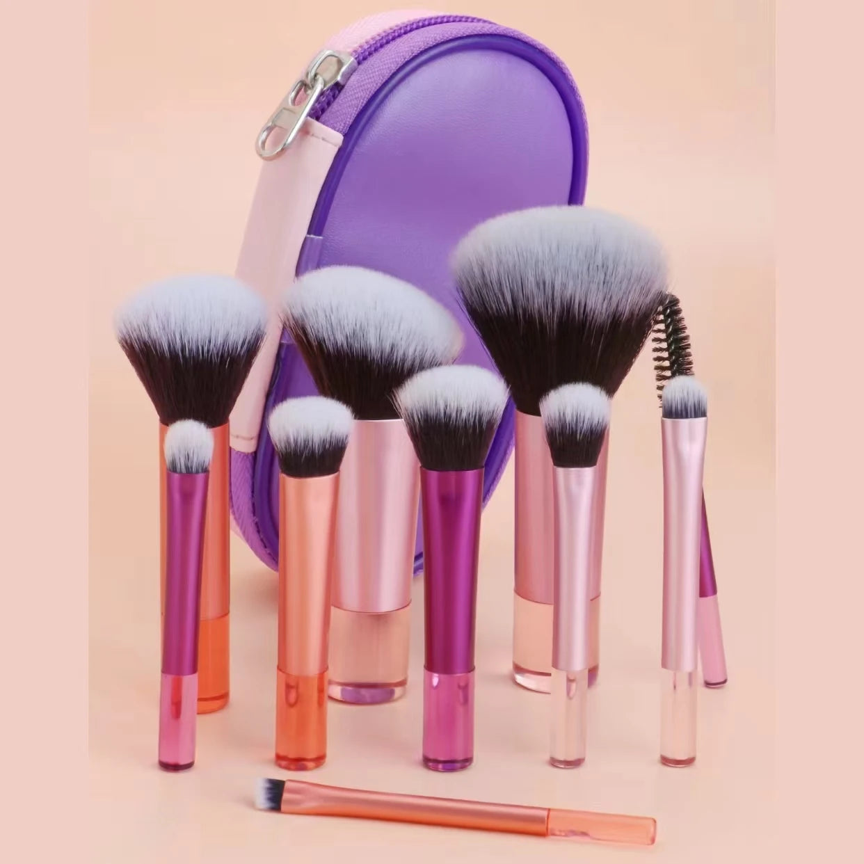 Kit 10 Pinceaux Maquillage Mini – Taille Voyage | Multicolore