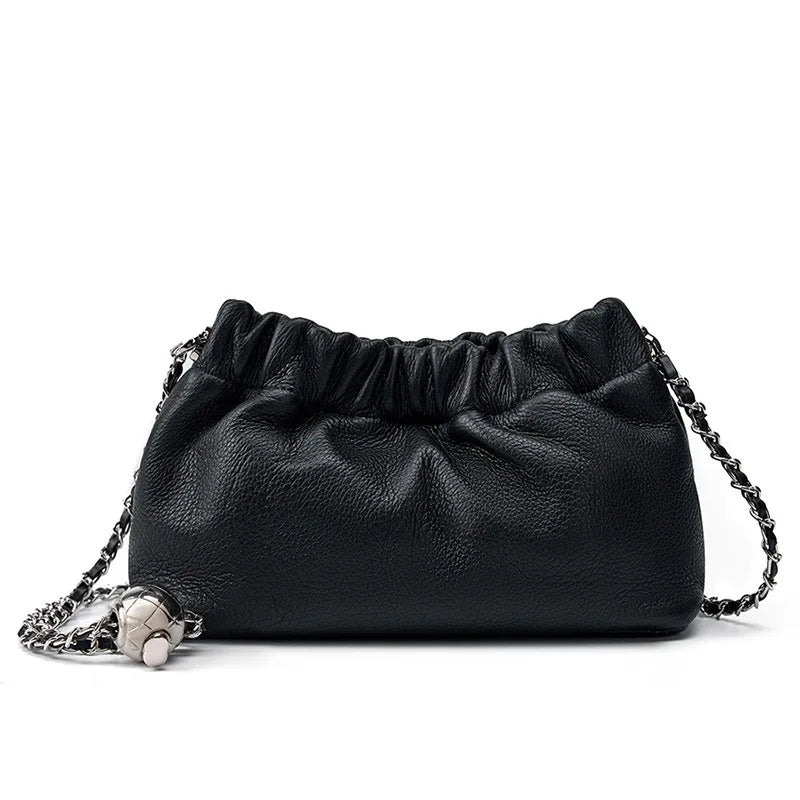 Sac Nuage Cuir Véritable Femme – Mini Sac Épaule Crossbody Chaîne Style Coréen Luxe