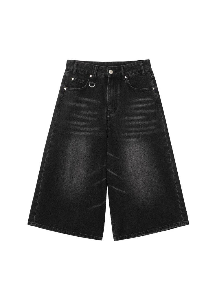 Short Jean Femme Taille Haute Noir Vintage Harajuku Y2K Streetwear – Denim Lavé Loose Casual Mi-Long | Mode
