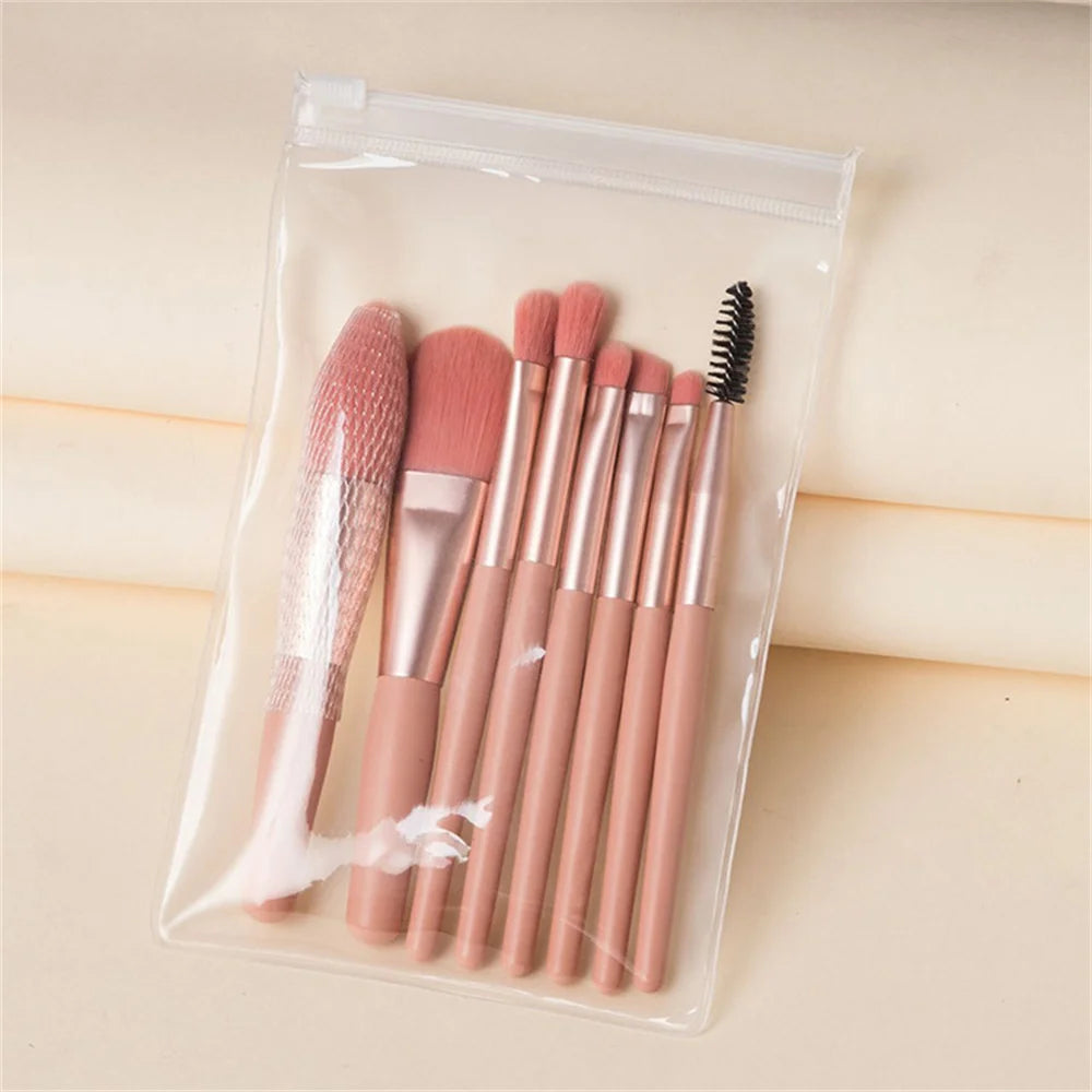Set 8 Pinceaux Maquillage Professionnels - Fond de Teint, Blush & Yeux