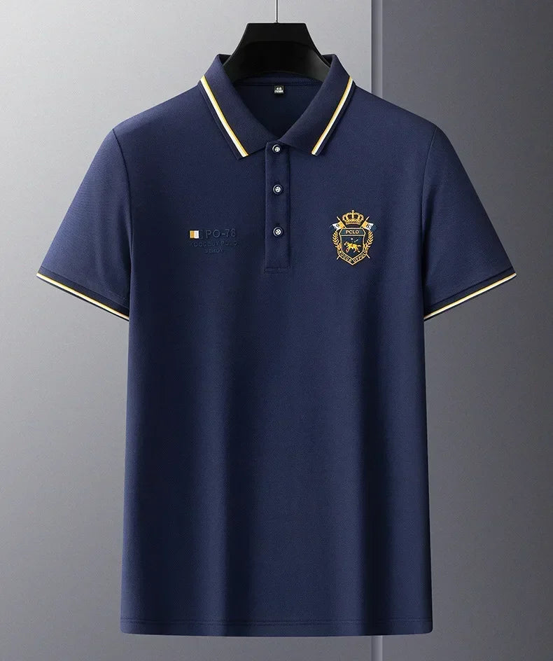 Polo Homme Manches Courtes Coton Broderie Luxe Col Revers Anti-Froissable Léger Été – Casual Élégant Premium | Mode Homme Tendance
