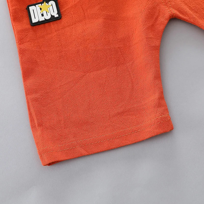 Ensemble 2 Pièces Bébé Imprimé Dinosaure Cartoon – Chemise Col Montant Manches Courtes Garçon