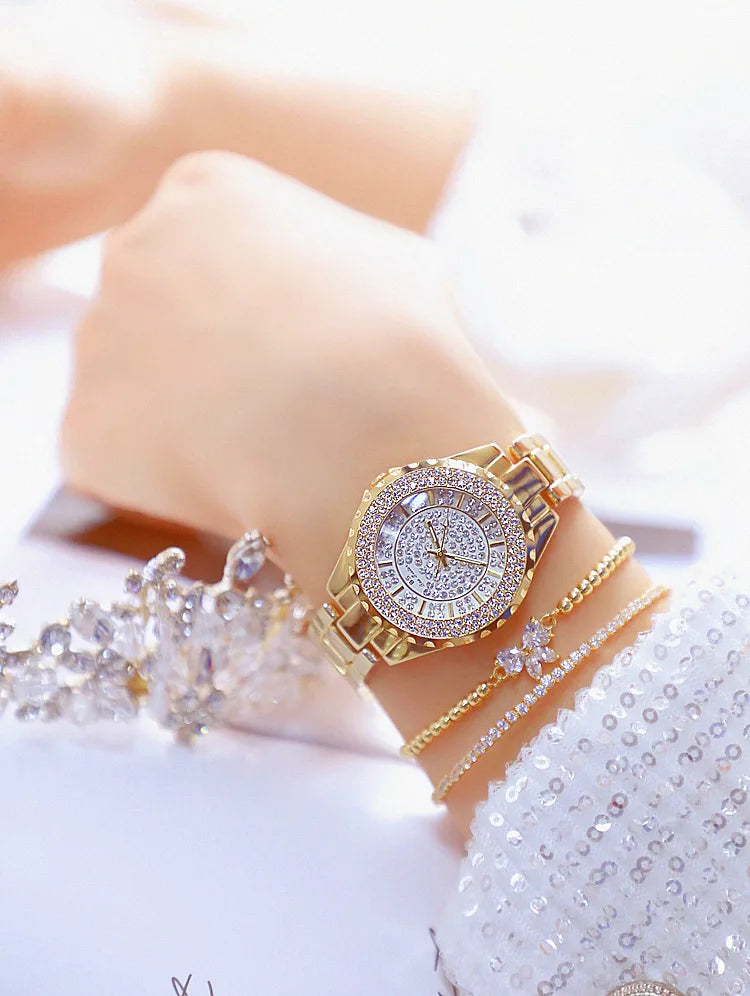 Montre Femme Or Bracelet Dress Luxe 2025 – Acier Complet Élégante Fashion Top Brand