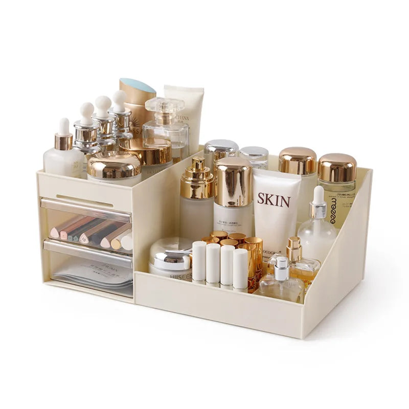 Organisateur Maquillage Transparent Premium à Tiroirs - Coiffeuse, Bureau & Dortoir