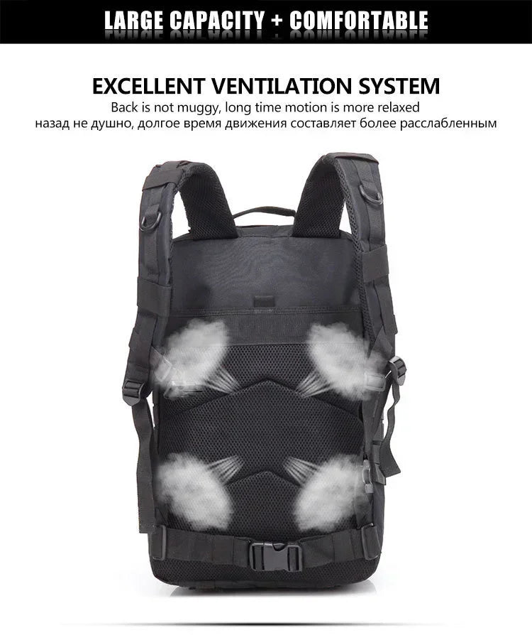 Sac à Dos Tactique Homme 45L – Sac Randonnée Camping Chasse Trekking Molle Militaire