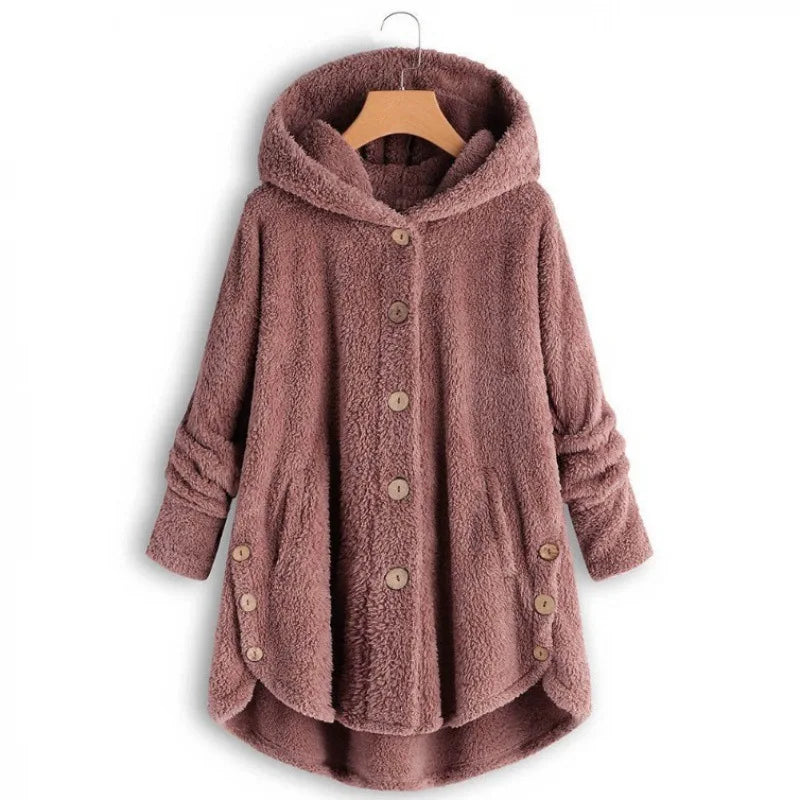 Manteau Teddy Bear Femme À Capuche – Veste Laine Peluche Chaude Uni | Automne Hiver Tendance