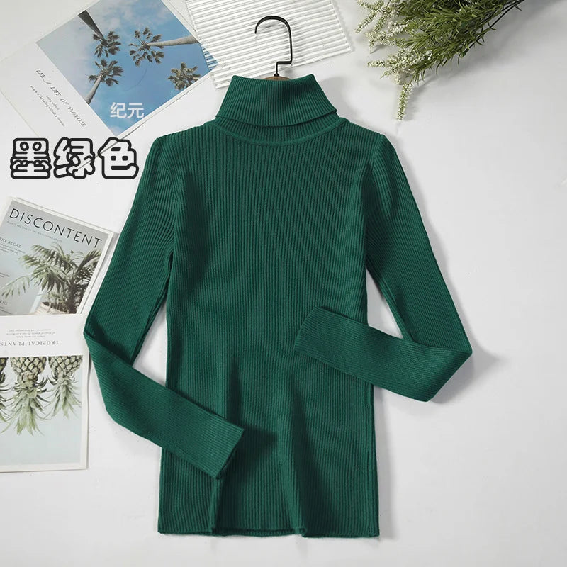 Pull Col Roulé Femme Tricot Doux – Jumper Cachemire Basique Uni | Automne Hiver Casual