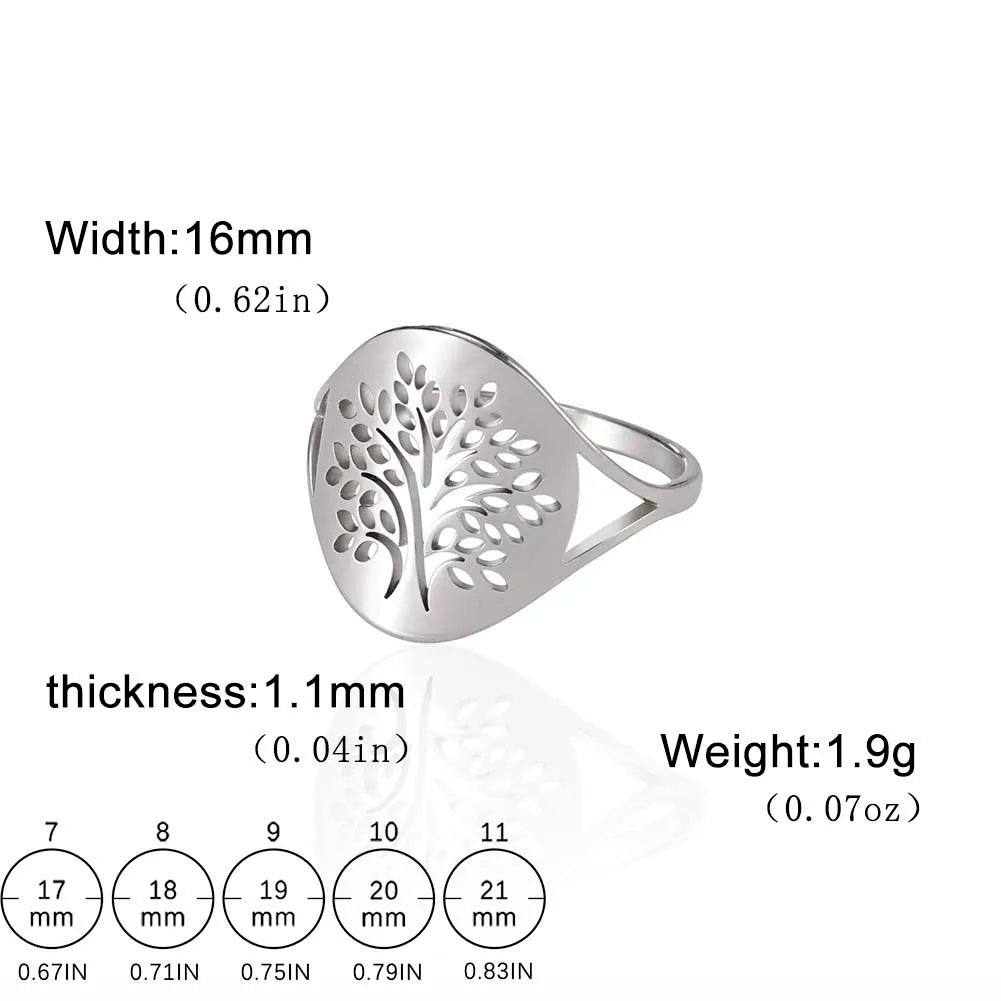 Bague Arbre de Vie Acier Inoxydable Argenté – Symbole Nature & Spiritualité | Bijou Unisexe Couple & Mariage | Cadeau Intemporel