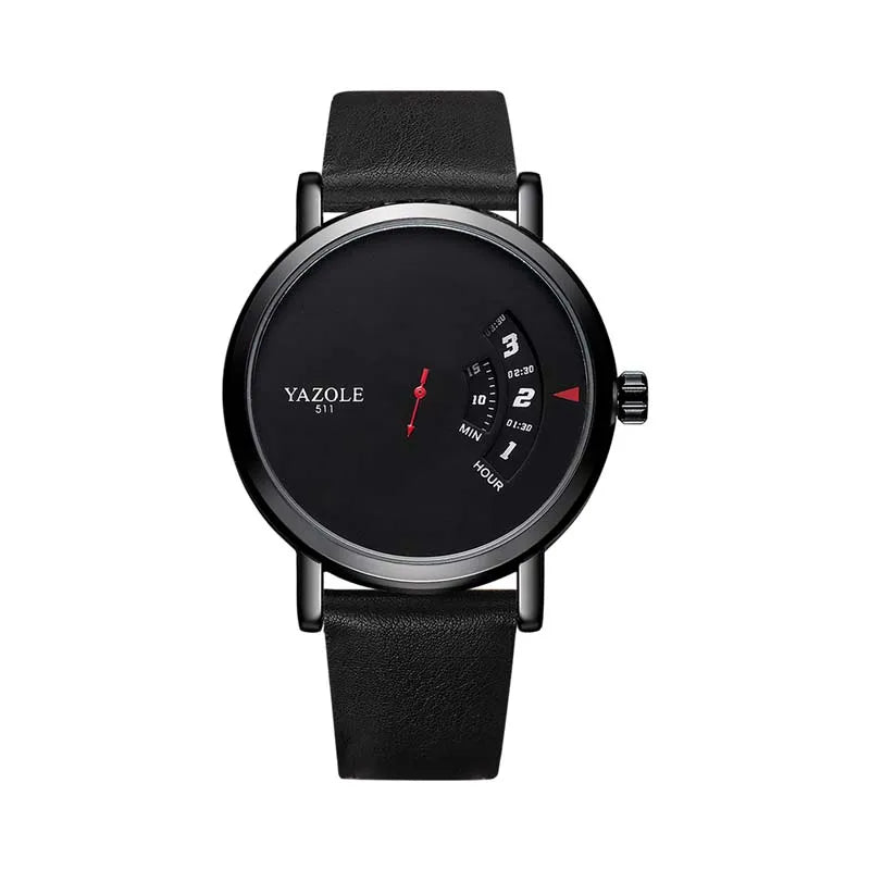 Montre Homme YAZOLE Quartz Bracelet PU Casual Unique – Étanche Fashion Tendance 2025