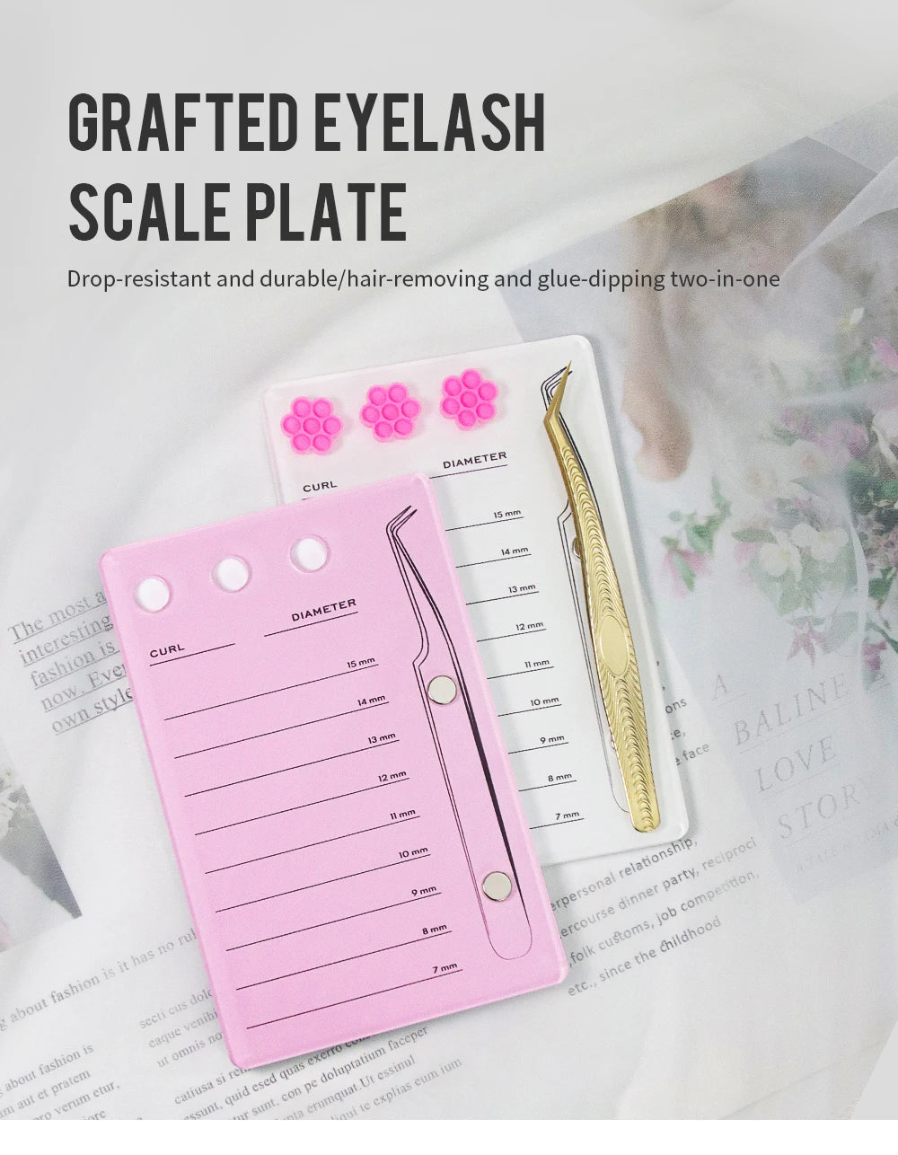 Palette Porte-Cils GLAMLASH – Support Colle Extension Cils Acrylique | Plateau Faux Cils Professionnel