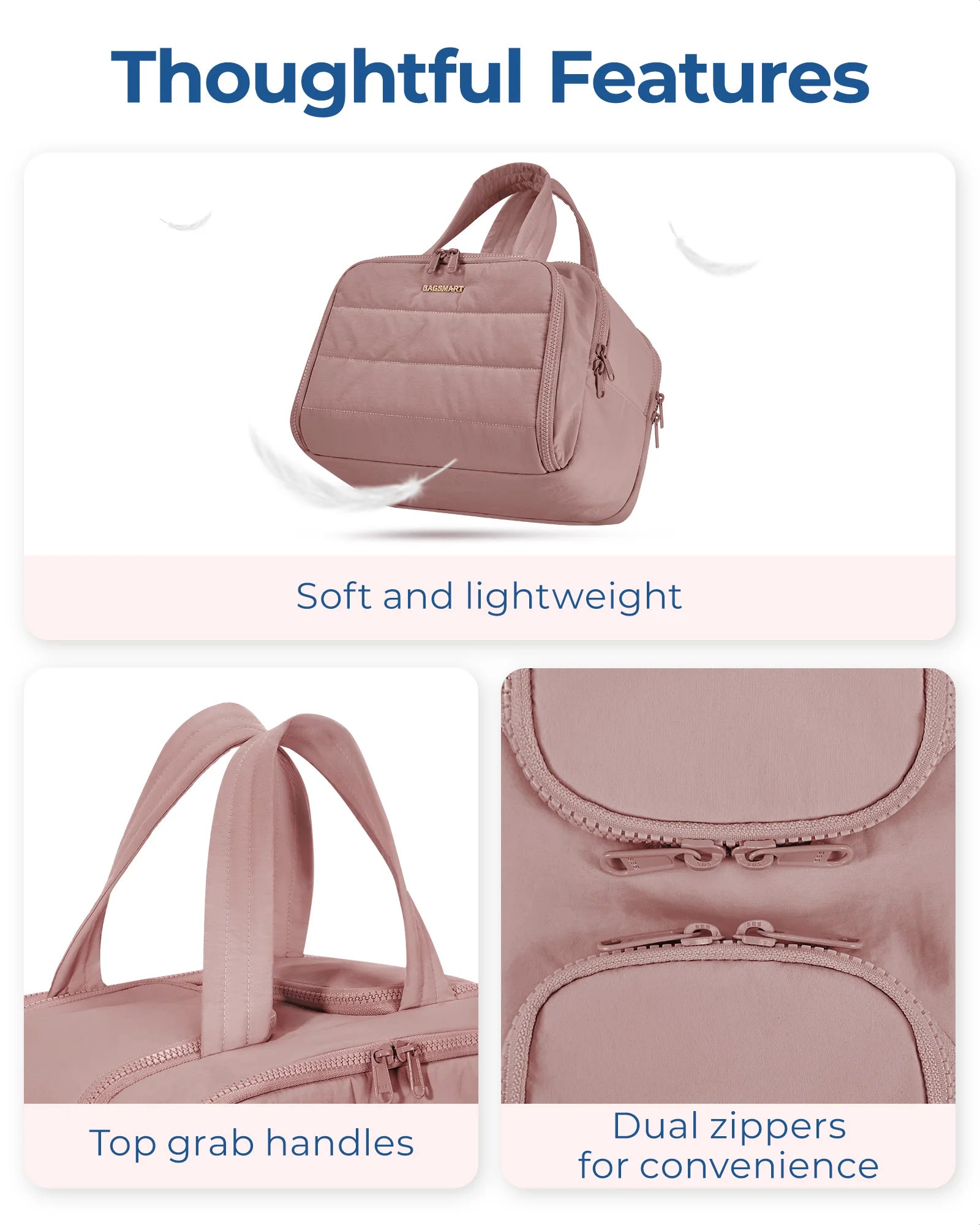Sac Toilette Voyage BAGSMART – Grande Capacité | Trousse Cosmétique avec Poignée