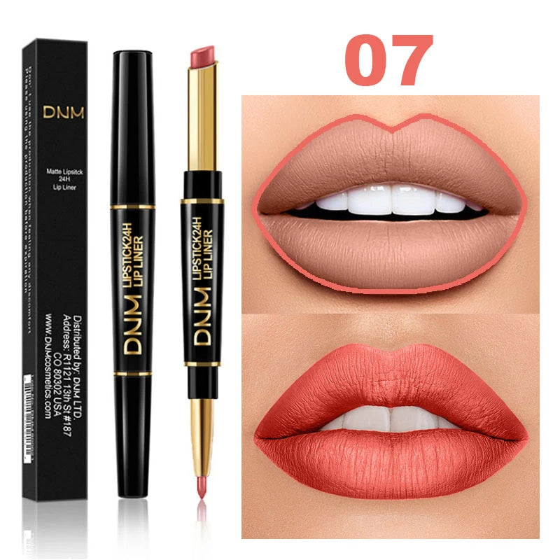 Crayon Lèvres 2-en-1 Mat – Rouge à Lèvres & Contour | Waterproof Longue Tenue