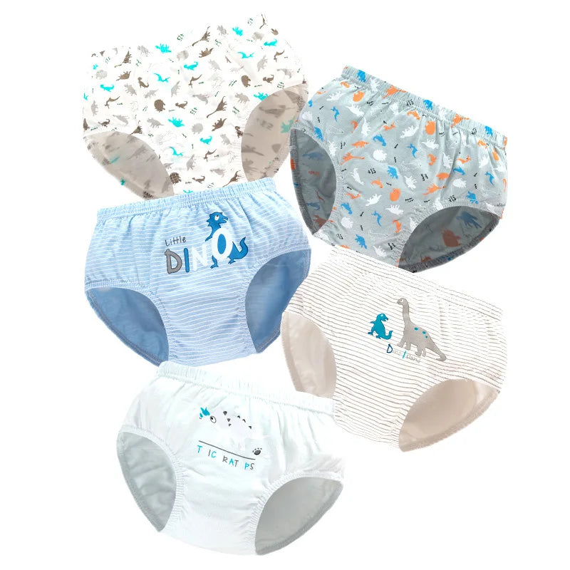 Lot 3 Slips Garçon Coton Imprimé Dinosaure – Sous-Vêtements Respirants Doux 2-14 Ans