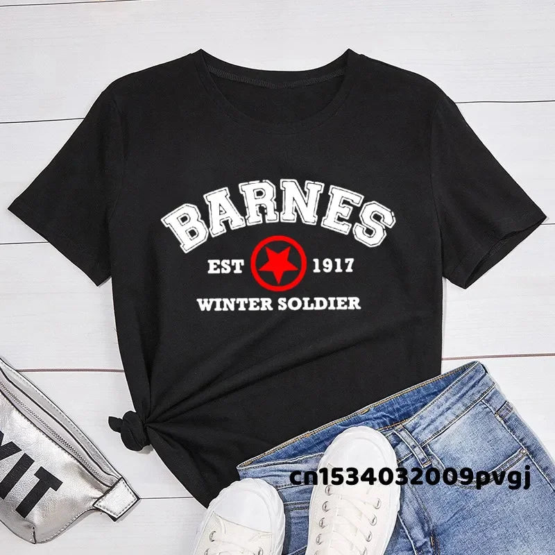 T-Shirt Femme Barnes 1917 Vintage Winter Soldier Bucky Barnes Manches Courtes – Fan Marvel | Été