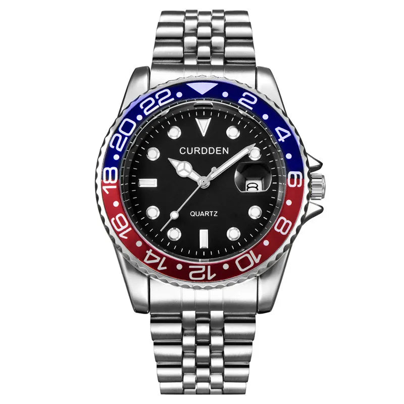 Montre Homme Or & Argent Vintage Quartz – Bracelet Acier Complet Date Fashion Classique