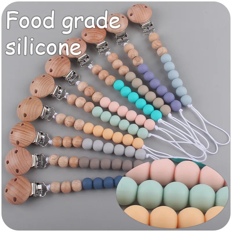 Attache-Tétine Personnalisée Prénom – Clip Silicone & Bois Fait Main Éco-Responsable Sécurisé Bébé