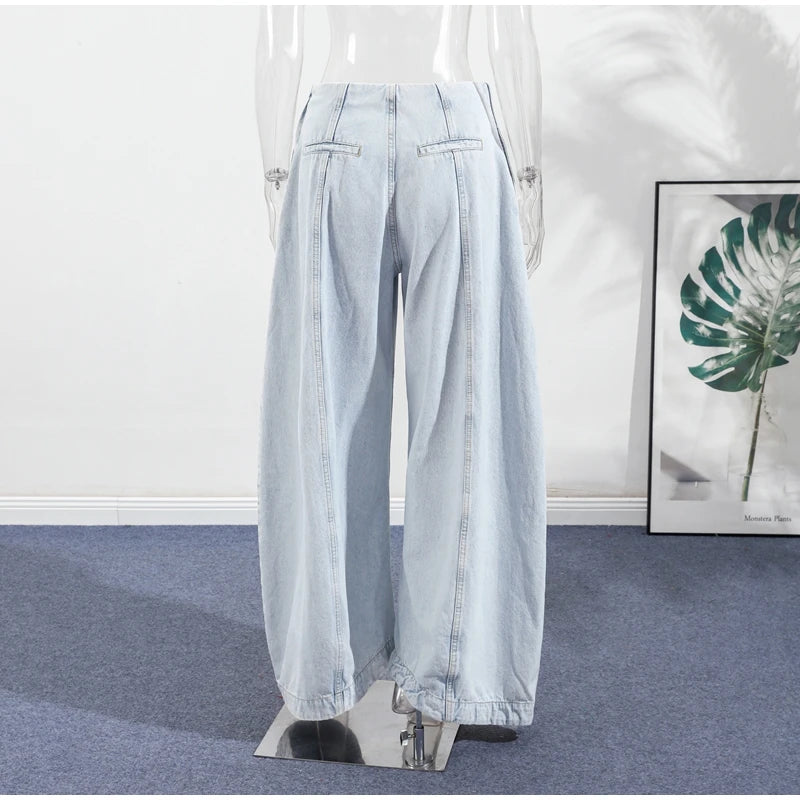 Jean Large Femme Y2K Oversize Taille Haute Baggy Jambe Large Denim – Pantalon Streetwear Chic Tendance | Mode 2025