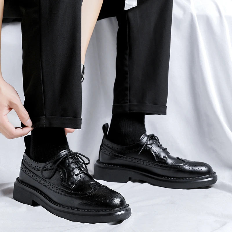 Brogues Oxfords Patent Leather Homme – Lacets Formal Noir Mariage Fête Dress Shoes