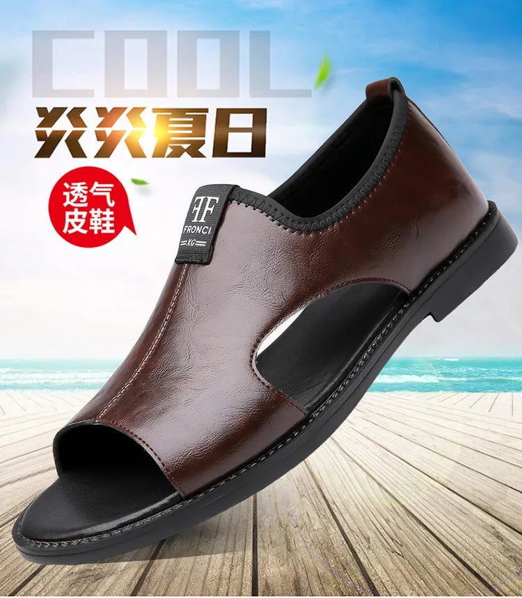 Sandales Cuir Soft Sole Homme Plage Conduite – Slippers Outdoor Confortables Qualité