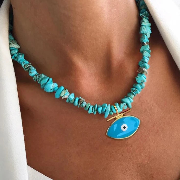 Collier Ras-du-Cou Boho Vintage – Cœur, Coquillage & Œil Turc | Bijou Femme Tendance Été & Plage | Accessoire Mode Charme