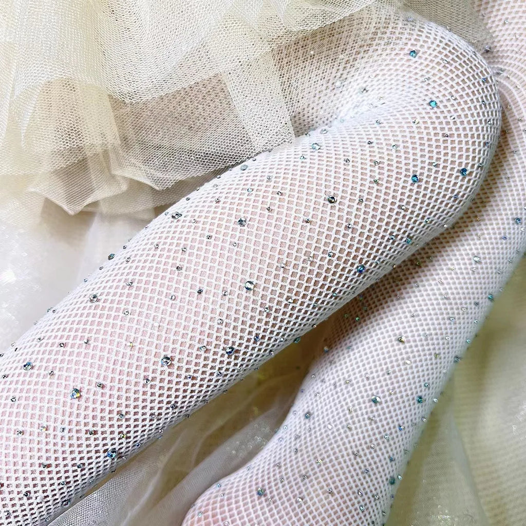 Strass-Netzstrumpfhose für Mädchen – Elastische Netzstrümpfe für Kinder, Damenmode, Trend
