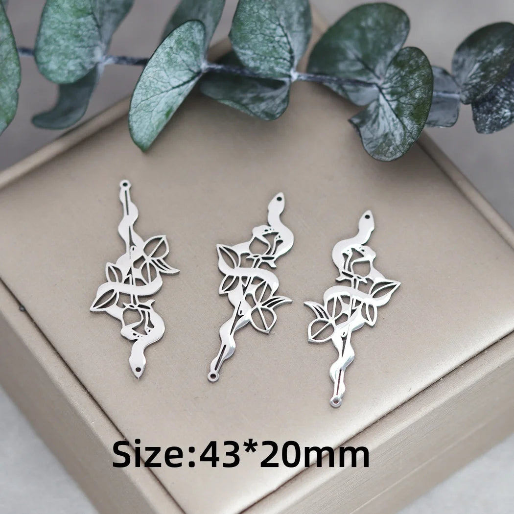 Lot 3 Breloques Animaux Acier Titane DIY – Renard, Lapin, Chat, Cygne, Dragon, Serpent & Plus | Pendentifs Bijoux Fait Main Bracelet & Collier