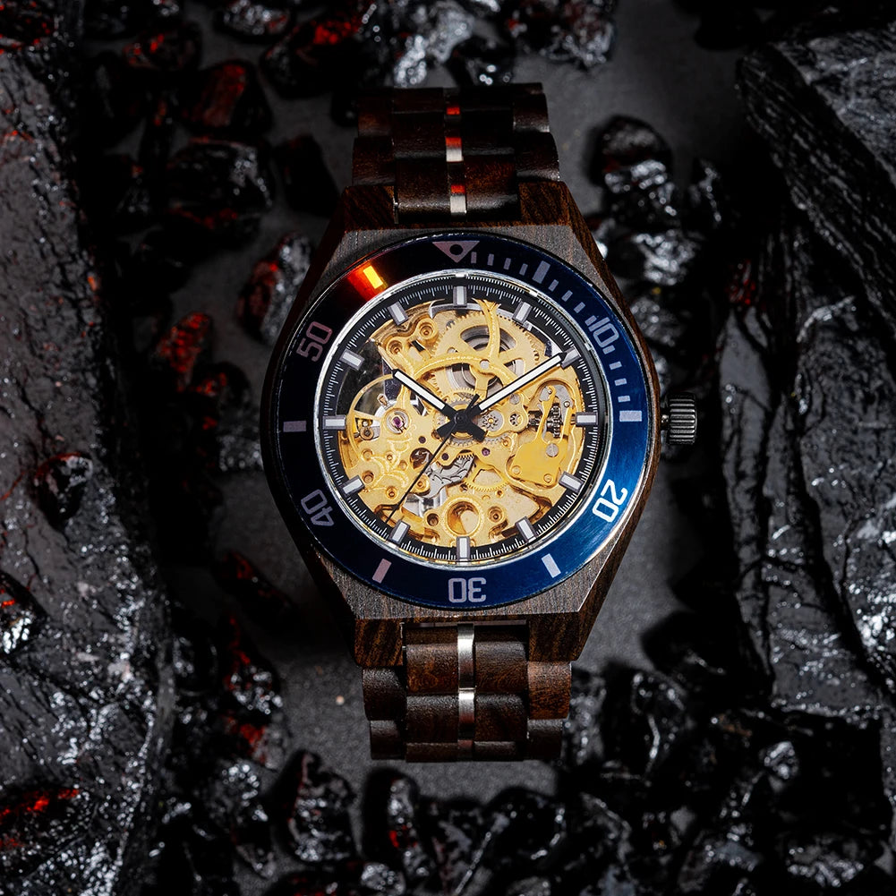 Montre Homme BOBO BIRD Bois Mécanique Luxe – Grand Cadran Top Brand Naturel Unique