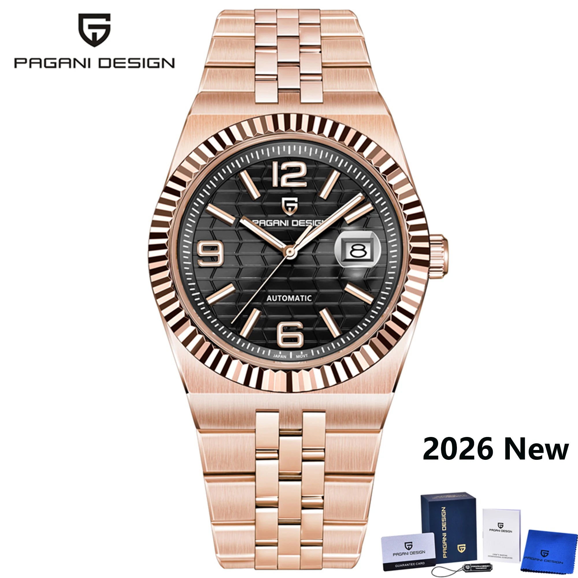 Montre Homme Luxe PAGANI DESIGN 2026 Automatique Cadran 3D Losange Verre Saphir – Business Fashion