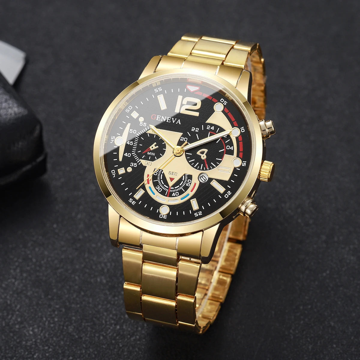 4PCS/Set Fashion Men Business Watches Casual Quartz Watch With Calendar Jewelry Set for Mens Clock Reloj Hombre（Without Box）