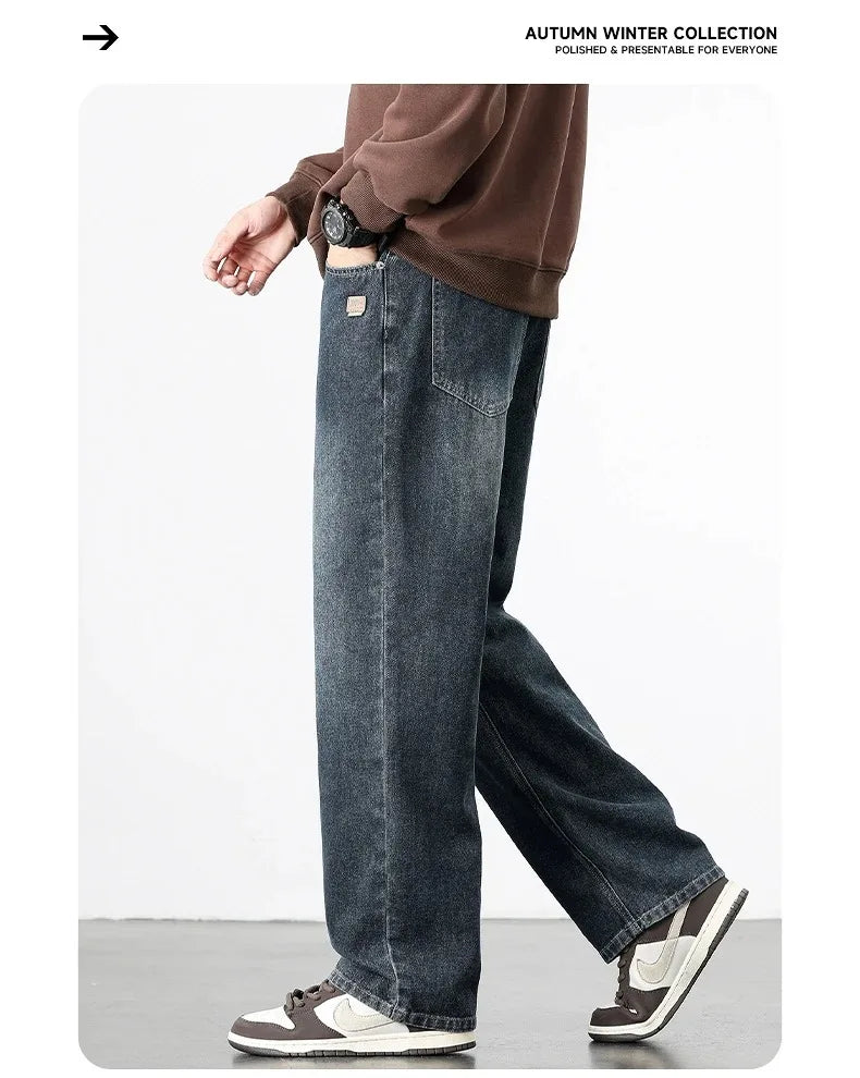 Jean Homme Droit Baggy Large Jambe Retro Américain Streetwear Korean Fashion Loose Denim Casual Printemps Automne Tendance – Jean Premium Wide Leg Urban | Mode Homme Streetwear Premium