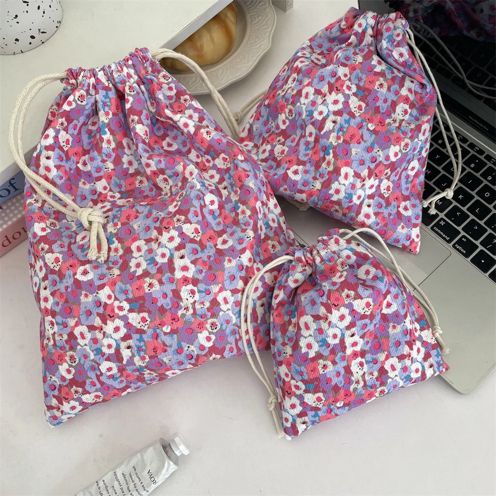 Trousse Maquillage Kawaii Florale - Pochette Cosmétiques & Voyage Cordon